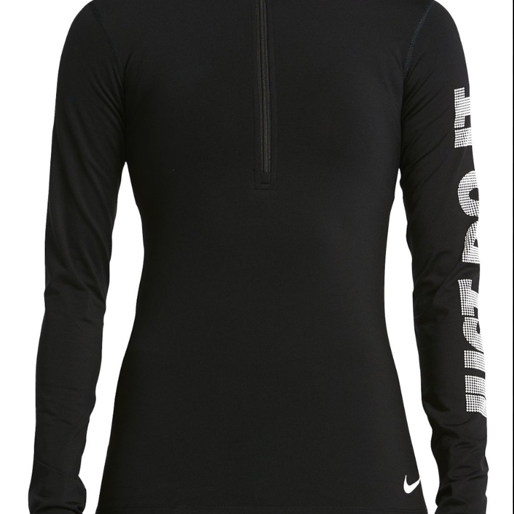 Nike Black Fitted Long Sleeve Mock Neck Tee NWOT